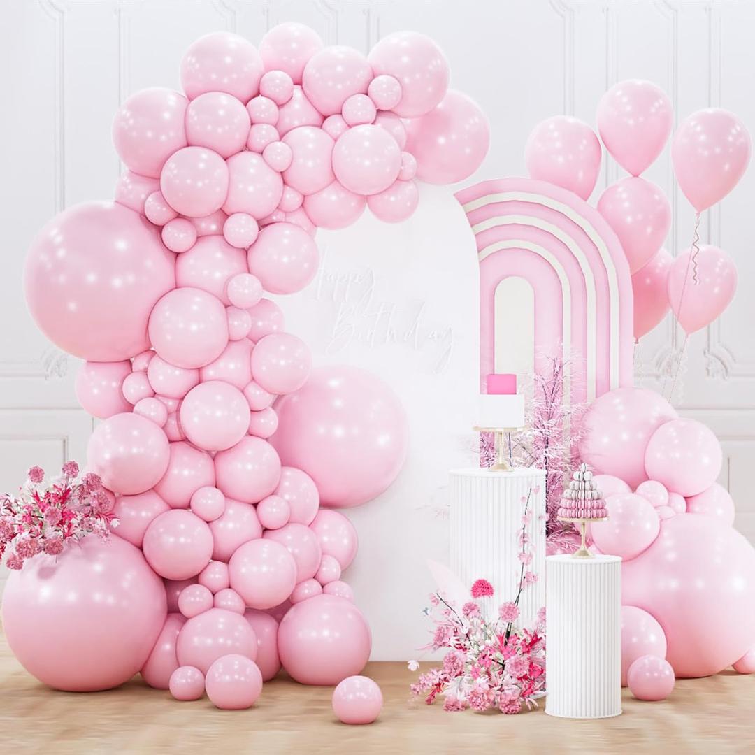 PartyWoo Light Pink Balloons 155pcs Different Sizes of 18 12 10 5 Inch Pastel Pale Baby Pink Balloon Arch Kit Garland for Baby Shower Bachelorette Bridal Shower Birthday Party Decorations Pink-Y48