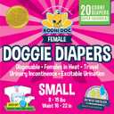 Bodhi Dog Disposable Female Dog Diapers - Super Absorbent Dog Diapers for Female Heat Cycle - Adjustable Fit Pee Wraps for Potty Training, Moisture Control & Wetness Indicator - Small (20 Count)
