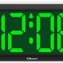 Soobest 9.5 Inch Large Digital Wall Clock Battery Operated, Auto & Manual Dimmer Display, Easy to Read Big Digits with Alarm for Seniors, Modern Decor for Living Room, Bedroom, Office (3.2" Numbers) (Green)
