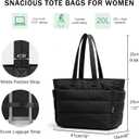 bagasin Puffy Tote Bag for Women, Lightweight Puffy Bag with Compartments, Quilted Shoulder Bag Handbag for Travel, Work, Gym