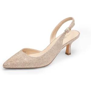DREAM PAIRS Women's Kitten Heels Slingback Closed Pointed Toe Low Pumps Shoes Women Party Wedding Sexy Casual Dress Shoes, US 10, Gold Glitter 