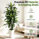 6FT Artificial Dracaena Tree with Tall White Planter - Large Fake Tree with Lifelike Leaves - Tall Faux Floor Plants for Indoor Outdoor, Artificial Trees Indoor for Home Office Room Decor
