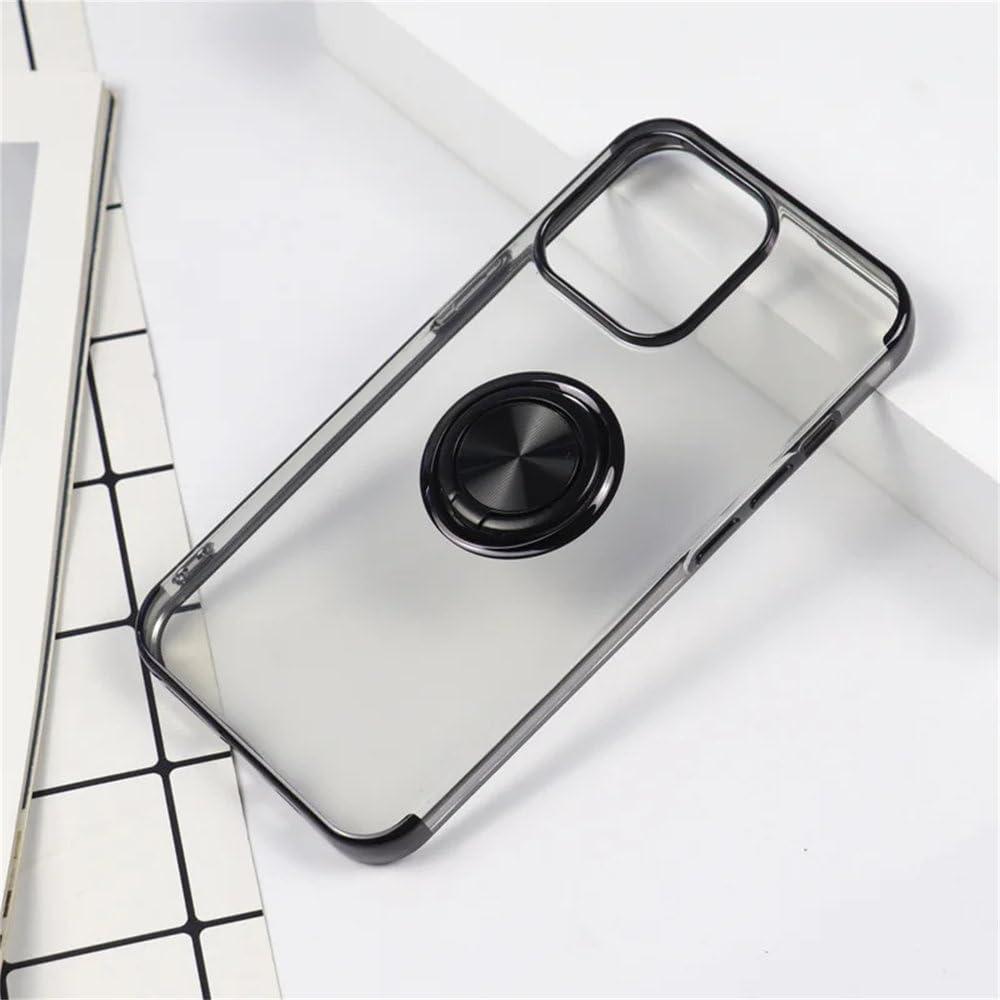 with Ring Holder Phone Case for iPhone 16 15 Pro Max 14 13 12 11 Xs Xr SE2/SE3 Electroplating Transparent Plated Back Cover,Black,for i14ProMax