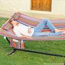 GAFETE Hammock 2 Person Quilted Fabric Hammocks for Outside, Double 12ft Hammocks with Spreader Bar, Large Removable Pillow, Storage Bag, Carabiners, Max 475 lbs Capacity (Canyon Sunset)