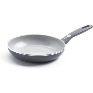 GreenPan Dover Healthy Ceramic Nonstick, 8" Frying Pan Skillet, PFAS-Free, Dishwasher Safe, Comfort Grip Handle, Grey (Gray)