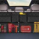 Car Trunk Organizer, Large Capacity Backseat Trunk Organizer (42"*18"), Collapsible Car Storage Bag with 8 Pockets, SUV/MPV/Truck - Black