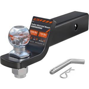 AC-DK Trailer Hitch Ball Mount for 2 inch Receiver,2 inch Drop Hitch,with 2-Inch Ball,7,500 lbs Capacity Ball Hitch, 750lbs Tongue Weight,Includes Hitch Pin