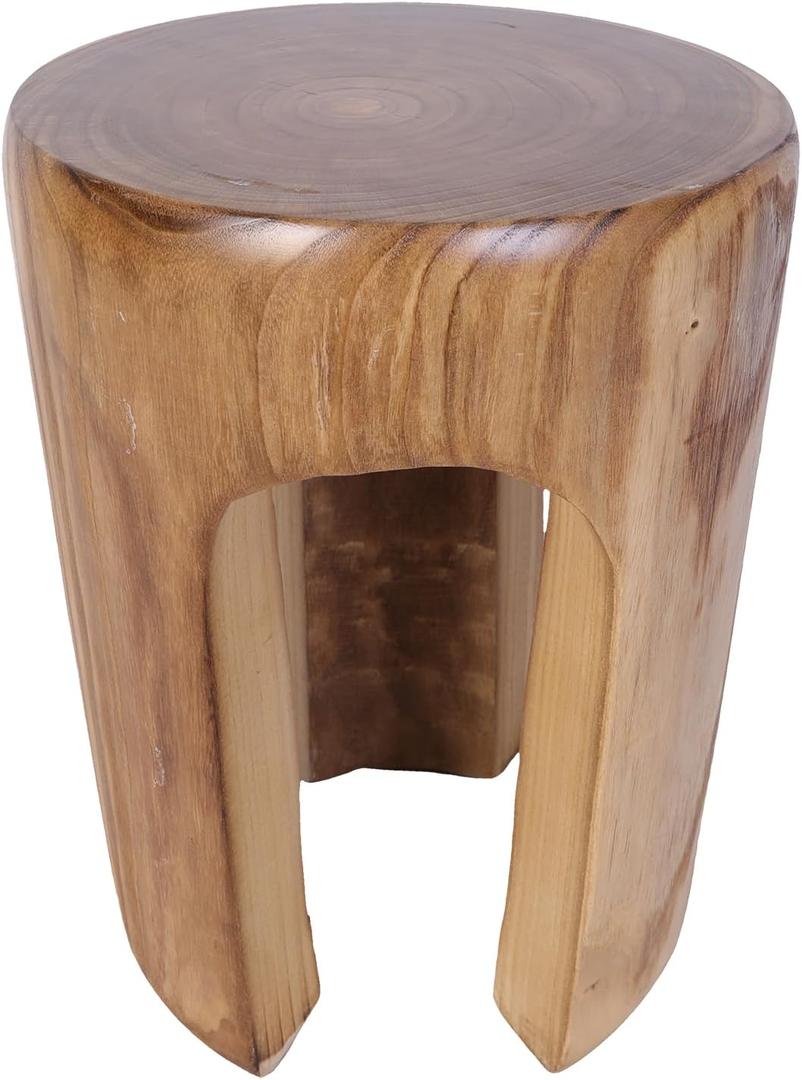 Athaliah Rustic Wood Side Table, 17.75H Tree Stump End Table, Round Wooden Stool for Living Room, Bedroom, Garden, Patio, Lawn, Home Decor (13.8*13.8*17.8Inch, Natural)