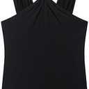 Verdusa Women's Summer Going Out Tops Festival Outfits Metal Criss Cross Sleeveless Halter Top Black Large