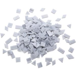 Lanyani 200 Pieces Glass Mosaic Tiles, 4-Shapes Mixed Stained Glass Pieces Tile for Crafts,Light Grey