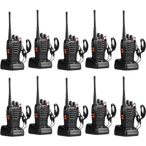 pxton Walkie Talkies for Adults Two Way Radios Long Range with Headphones,16 Channel Handheld 2 Way Radio Rechargeable with Flashlight Li-ion Battery and Charger10 Pack