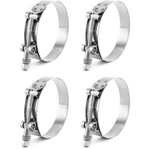 QWORK 3" T-Bolt Hose Clamp Stainless Steel, Working Range 83mm-91mm for 3" Hose ID, Turbo Intake Intercooler Clamp, 4 Pack