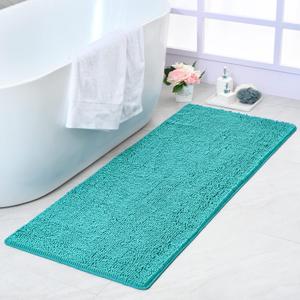 Noahas Bath Rugs 24'' x 70'' Large Runner Bathroom Rug, Soft Luxury Chenille Bathroom Mats with Non-Slip Backing, Throw Absorbent Carpet for Bath Tub/Shower, Machine Washable Durable Rug, Teal Blue