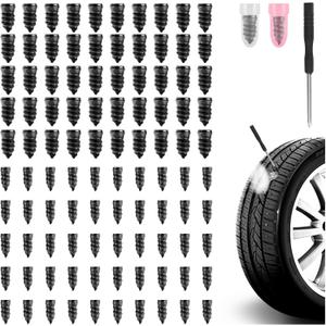 100PCS Tire Plug Kit,Self-Service Flat Tire Repair Kit Including Screwdriver,Upgraded Thickened Adhesive-Covered Tires Repair Screws for Sudden Flat Tyres Emergencies (100PCS)