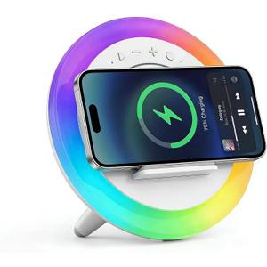 SIDVAR Bluetooth Speaker Night Lightsr,Wireless Charging Modern Speaker,Best Teenage Birthday Gift Ideas Tween Girls Gifts (Battery 15W)