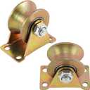 Lyplus Load Capacity 1102lbs 3-Inch U-Groove Caster Wheels with Bracket - Perfect for Inverted Gates, Heavy-Duty Machines, and Wire Rope Rails (2 Pack)