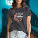 Halloween Shirts for Women Dancing Skeleton Tshirts Fall Pumpkin Shirt Halloween Party Tee Tops (Gray, M)