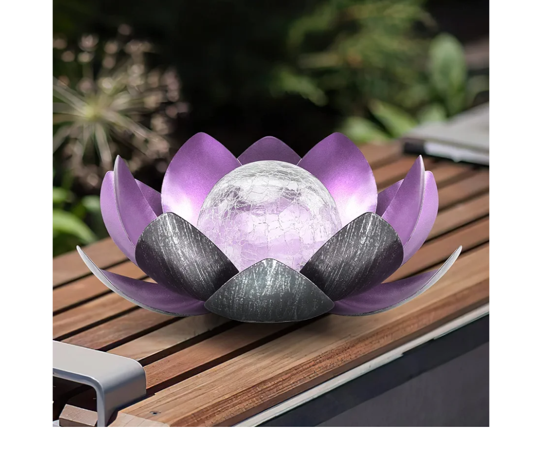 Solar Light Outdoor, Metal Glass Decorative Waterproof Garden Light LED Solar Flower Lights for Patio, Lawn,Walkway,Tabletop,Ground (Purple)