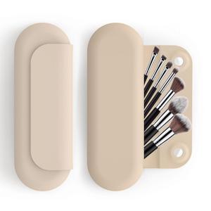 Proke Silicone Makeup Holder - Soft, Portable Cosmetic Bag for Travel, Gym, and Daily Use, Food-Grade Safe Material, Lightweight and Easy to Clean, Multi-Purpose Organizer for Small Items (Khaki)
