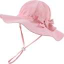 Bow Baby Girls Bucket Hat Infant Toddler Summer Cap Sun Protect Kids Hat for Girls (Pink)
