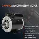 Air Compressor Motor 2 HP SPL Motor 56 Frame 5/8 Inch Shaft 120/240V