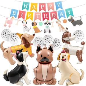 Gemscream 20 Pcs Dog Birthday Party Decoration Set Include Dog Foil Balloons Puppy Birthday Banner Paw Print Balloons Standing Cute Animal for Baby Shower Pets Themed Party Supplies Favors