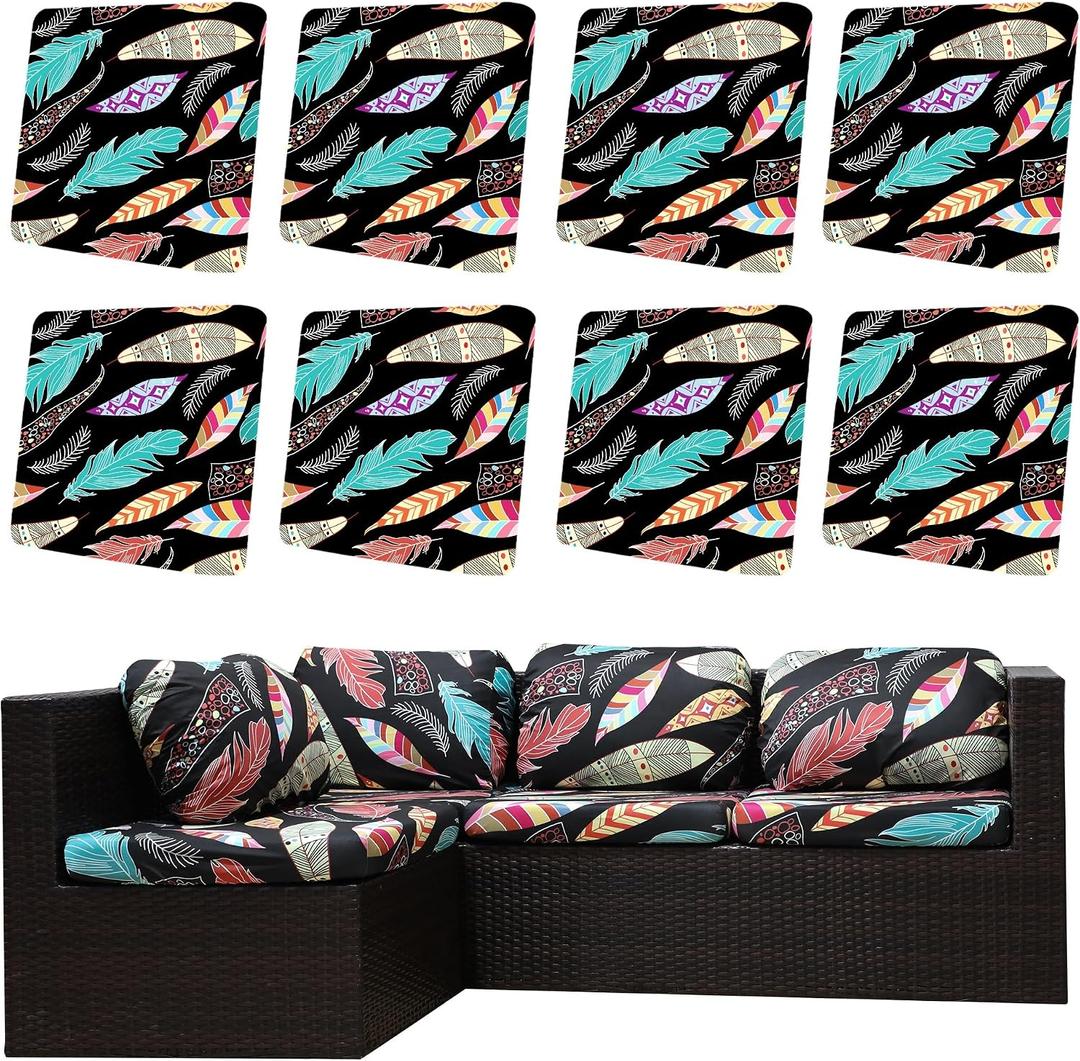 8Pcs Outdoor Cushion Covers, Elastic Patio Cushion Covers