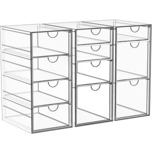 Arcylic Makeup Organzier with 11 Drawers, Clear Storage Drawers, Bathroom Makeup Organizer for Palettes, Cosmetic, and Beauty Supplies,Ideal for Vanity, Cabinet,Desk Organization