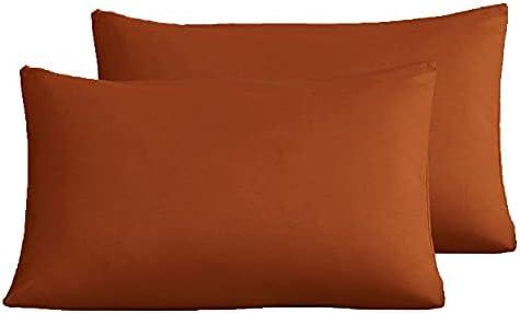 KAREVER Rust Pillowcases Envelope Closure Burnt Orange Pillow Covers Pack of 2 Solid Rust Bed Pillow Pillowcases Standard Pillowshams 20"X26"