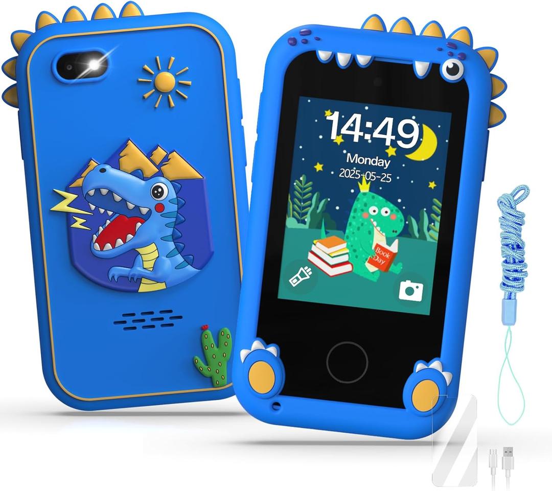Kids Smart Phone Toys for Boys,Christmas Birthday Gifts for Girls Age 3-10 Kids Cell Phone Toys with 2.8" Touchscreen 20 Learning Games Dual Camera Music Player, 8G SD Card (Blue)
