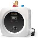 Mini Tank Water Heater Electric 2.5 Gallon Under Sink Instant Hot Water Heater with LED Dsiplay,T&P Valve,3-Way Diverter,110V 120V Point Of Use Water Heaters for Kitchen RV Bathroom White