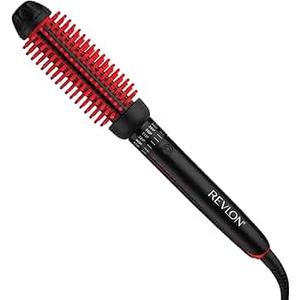 REVLON Silicone Bristle Heated Hair Styling Brush | Fast, Long Lasting Volume for Easy Styling | 1" Barrel for Full Body and Smooth Styles (Black/Red)