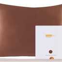 ZIMASILK 100% Pure Mulberry Silk Pillowcase for Hair and Skin Health,Soft and Smooth,Both Sides Premium Grade 6A Silk,600 Thread Count,with Hidden Zipper,1pc (King 20''x36'',Mocha)
