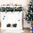 SY Super Bang 8 Pcs Lake Blue/Sliver Velvet Christmas Bows for Christmas Tree Decorations Door Wreath Garland Bow Ornaments, for Gift Wrapping Wedding Home Holiday Party Decor.