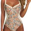 SUUKSESS Womens Tummy Control One Piece Swimsuit Sexy Crisscross Back Bathing Suit (XX-Large, Orange Ditsy Print)