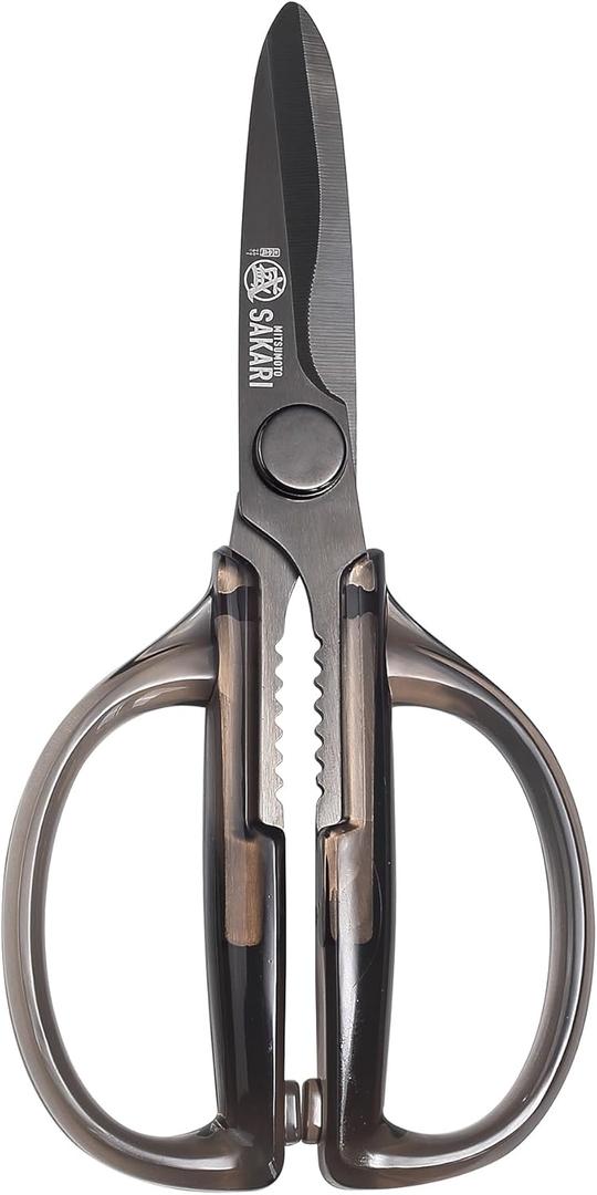 MITSUMOTO SAKARI Japanese Kitchen Scissors, Heavy Duty Detachable Stainless Steel Kitchen Shears with Titanium-Plated Blades, Clear Acrylic Handles for Meat, Fish, Nuts & Vegetables