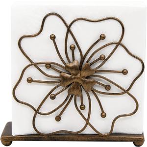 OwlGift Flower Style Napkin Holder, Freestanding Tissue Dispenser, Dining Table Napkin Storage for Home Kitchen Restaurant Picnic Party Wedding Housewarming  Bronze