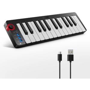 Donner Mini MIDI Keyboard, N-25 25 Key MIDI Controller for Beginner with Velocity-Sensitive Mini Keys&Light-up Rocker&Music Production Software, Small Controlador MIDI with 40 Teaching Courses