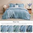 BLOOMHAVEN Full Comforter Set - 7 Pieces Ruffle Blue Bedding Sets, Shabby Chic Farmhouse Bed in a Bag Full with Ruffle Comforter, Floral Sheets, Pillowcases & Shams