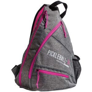 Franklin Sports Pickleball Bags - Sling Bag Backpack for Gear + Equipment - Men + Women - Holds Paddles, Balls + Accessories (One Size, Gray/Pink)