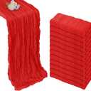 12 Pack Red Cheesecloth Table Runner 10ft Boho Gauze Fabric Cheese Cloth Table Runner 35 x 120 Inch Rustic Sheer Runner for Holiday Baby Shower Home Dcor Party Wedding Decoration, 12 Pcs - 10ft