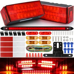 LINKITOM LED Submersible Rectangular Trailer Tail Light Kit, Super Bright Brake Stop Turn Reverse Side Marker Tail License Lights Sealed for Utility Trailer Boat Truck Marine Over 80 Inch