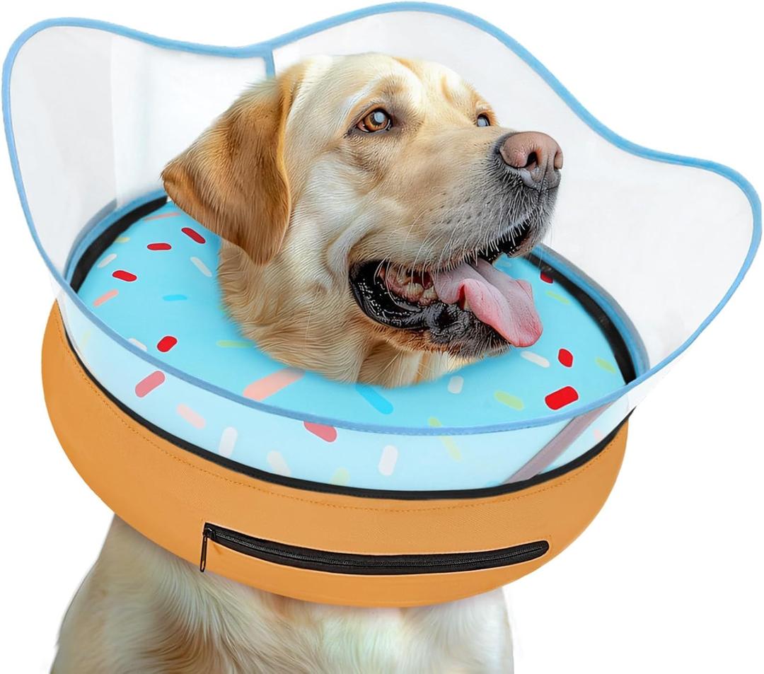 Elevated Inflatable Dog Cone Collar Alternative After Surgery, Dog Donut Collar, Soft Pet Cone to Stop Licking for Dogs XL(Neck 14"-18")