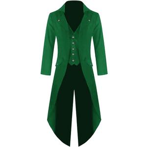 Runcati Mens Steampunk Victorian Jacket Gothic Tailcoat Costume Vintage Tuxedo Viking Renaissance Pirate Halloween Coats (Medium, Green)