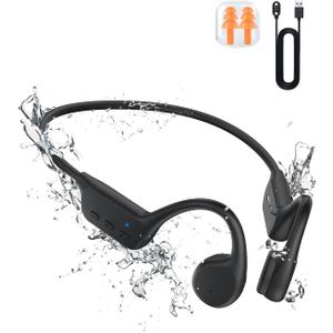 Bone Conduction Headphones, Bluetooth 5.3 Swimming IPX8 Waterproof Built-in 32GB Memory Large Capacity Battery Suitable for for Running, Cycling, Black