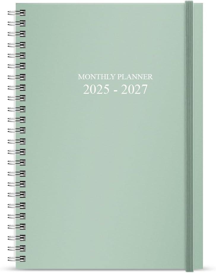 Monthly Planner 2025-2026 - Runs January 2025 to December 2026, 7" x 10", 2 Year Planner, Four Pages Per Month, Flexible Cover With Twin-Wire Binding (Green)
