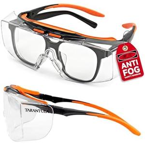 Tarantula ANSI Z87+ Safety Glasses Over Eyeglasses for Men & Women, Anti-Scratch Lenses, Side Shields, Adjustable Anti-Slip Temples, UV Protective Eyewear