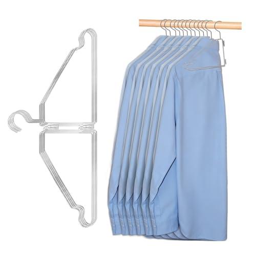 4 Pack Space Saving Hangers for Clothes, Foldable Metal Hangers with Rod, Collapsible Clothes Space Savers Organizer for Wall or Closet, Closet Organizers and Storage, Dorm Room Essentials