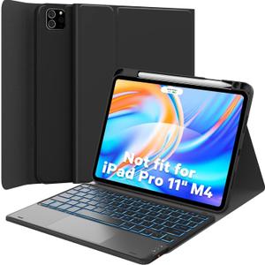 GreenLaw Keyboard Case for iPad Air 11-inch (M4/M3/M2) 2026/2025/2024 & Air 4th/5th Gen & iPad Pro 11 inch (1st/2nd/3rd/4th Gen), Smart Touchpad, 7-Color Backlit, Stain Resistant Cover, Black
