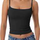 Avidlove Tank Tops for Women Square Neck Spaghetti Strap Double Lined Y2K Going Out Camisole Top (Black, XL)